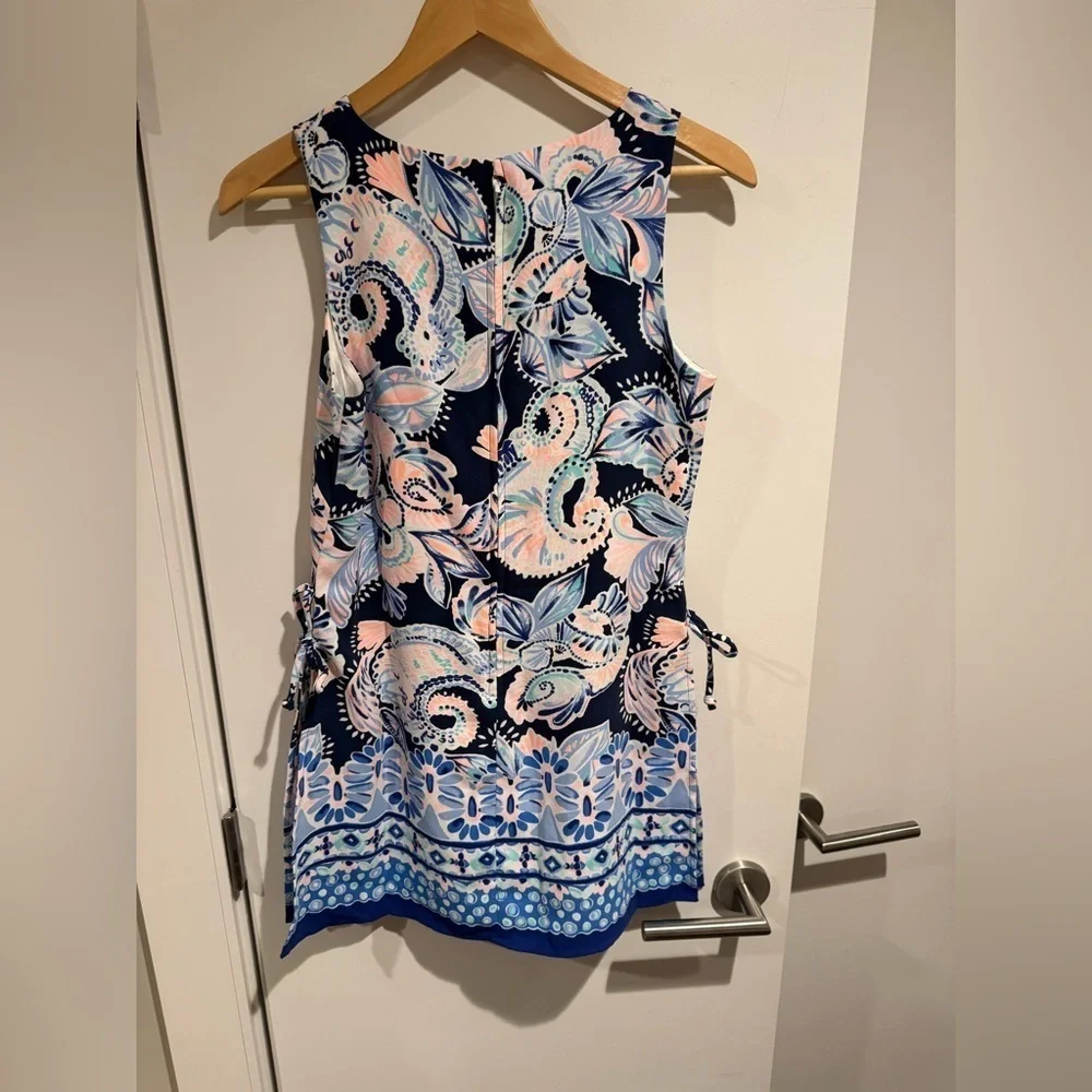 Lilly Pulitzer Donna High Tide Navy “Holy Flockamolie” Shift Dress Romper Size 2